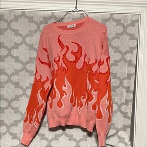 Steve Madden Pink and Orange Flame Sweater
